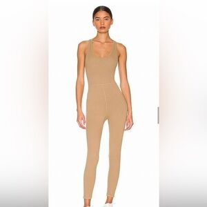 FP Movement by Free People Cream Ribbed Jumpsuit